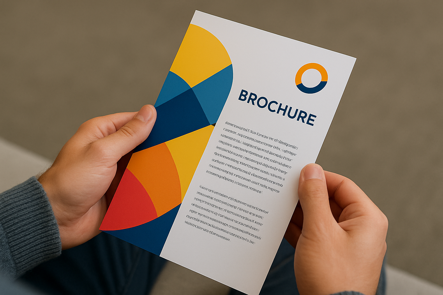 نمای نزدیک از بروشور چاپی با طراحی حرفهای و برندینگ واضح